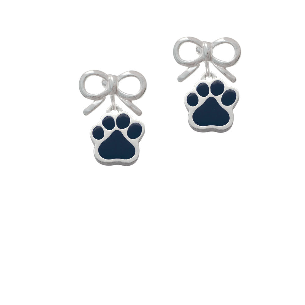 Large Navy Blue Paw Crystal Clip On Earrings Image 9