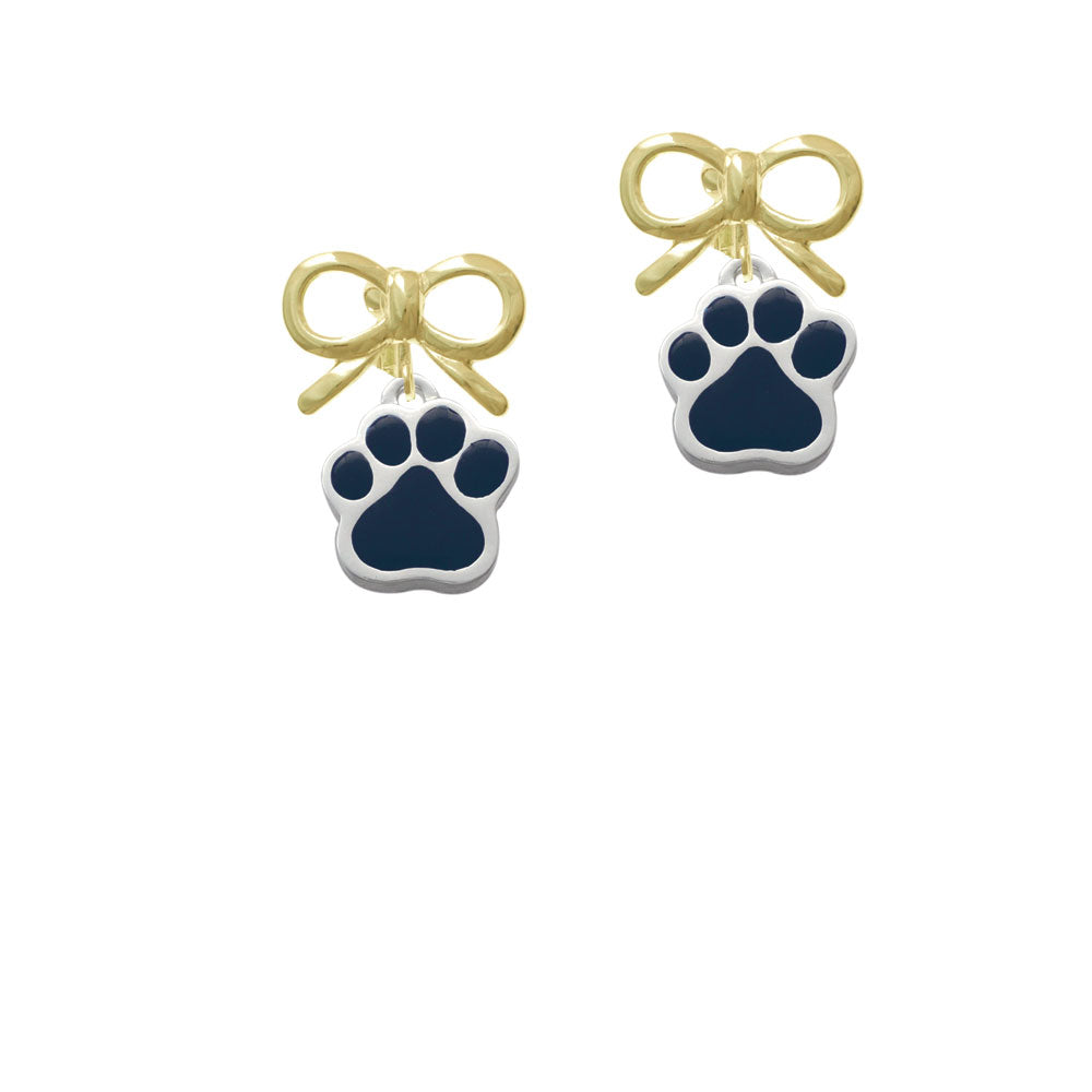 Large Navy Blue Paw Crystal Clip On Earrings Image 10