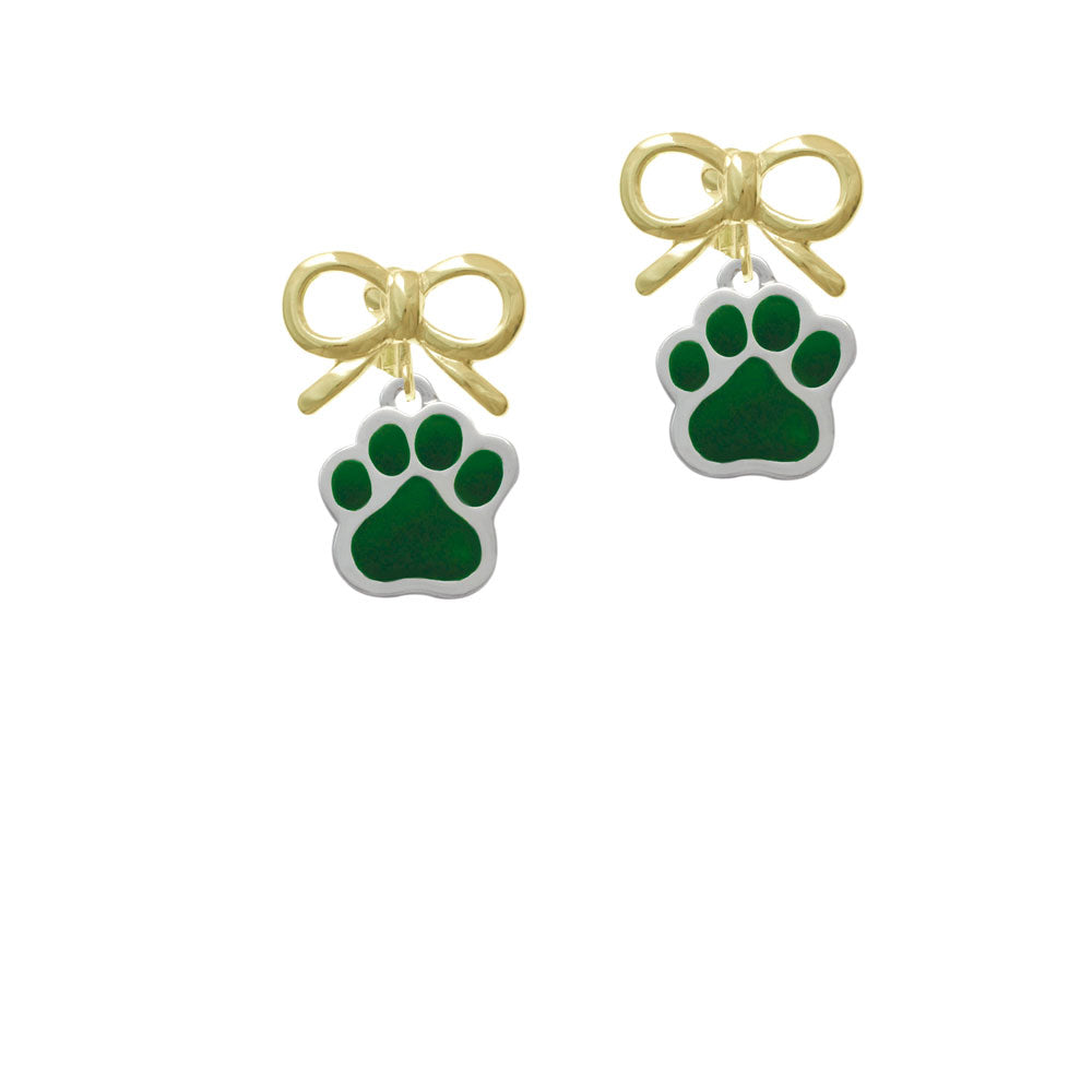 Large Green Paw Crystal Clip On Earrings Image 10