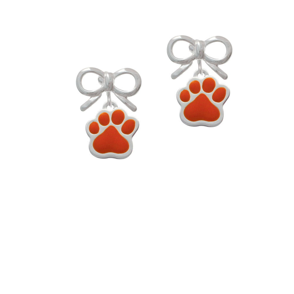 Large Orange Paw Crystal Clip On Earrings Image 9