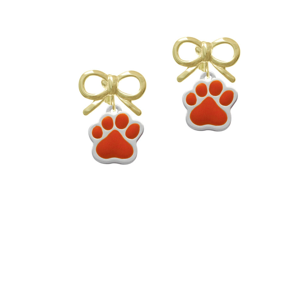 Large Orange Paw Crystal Clip On Earrings Image 10