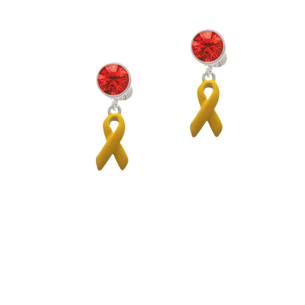 Yellow Ribbon Crystal Clip On Earrings Image 1