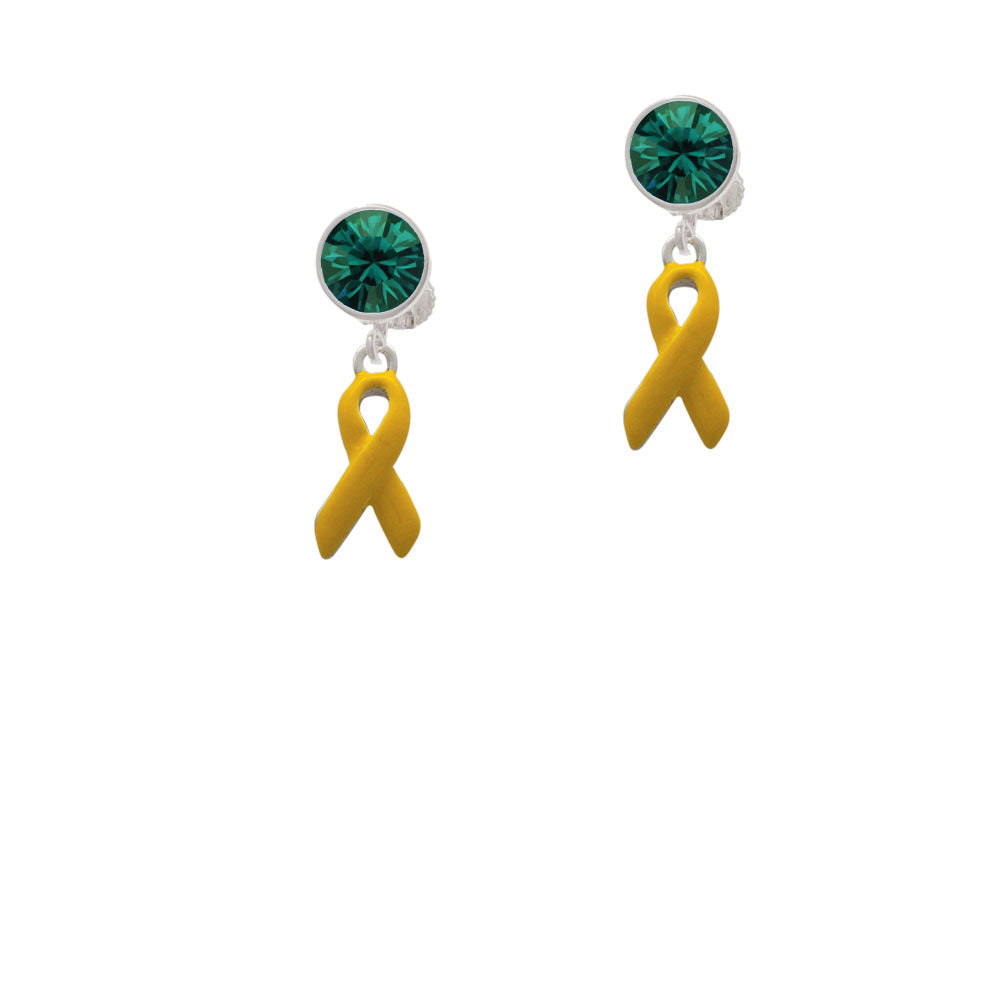 Yellow Ribbon Crystal Clip On Earrings Image 6