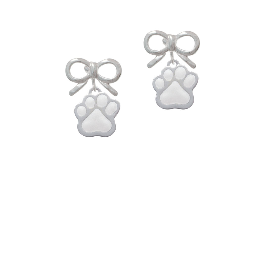 Large White Paw Crystal Clip On Earrings Image 9