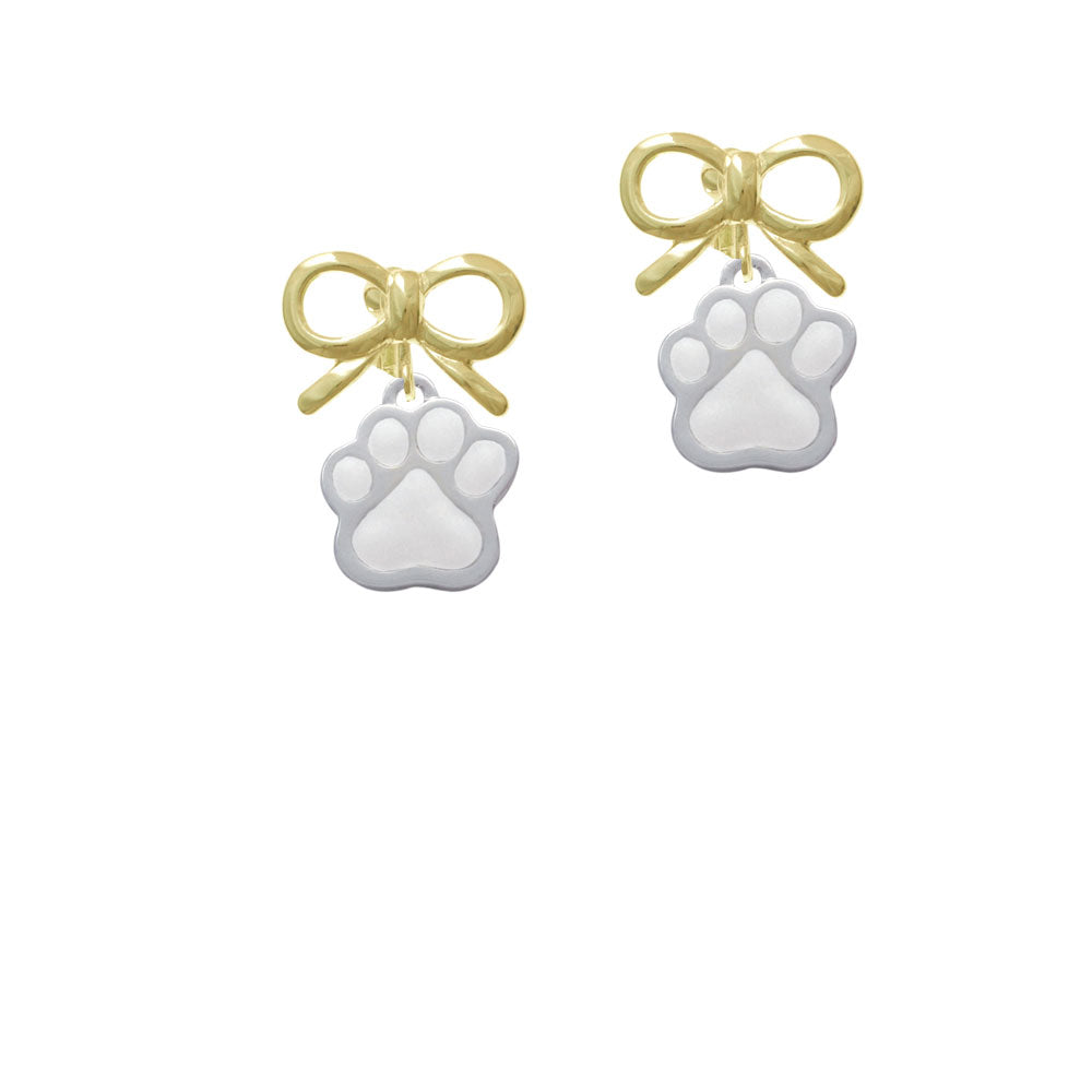 Large White Paw Crystal Clip On Earrings Image 10