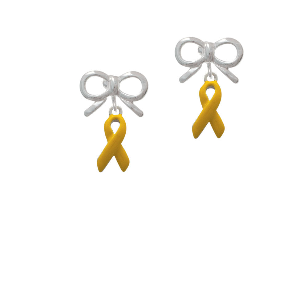 Yellow Ribbon Crystal Clip On Earrings Image 9