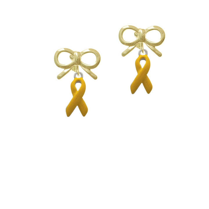 Yellow Ribbon Crystal Clip On Earrings Image 10