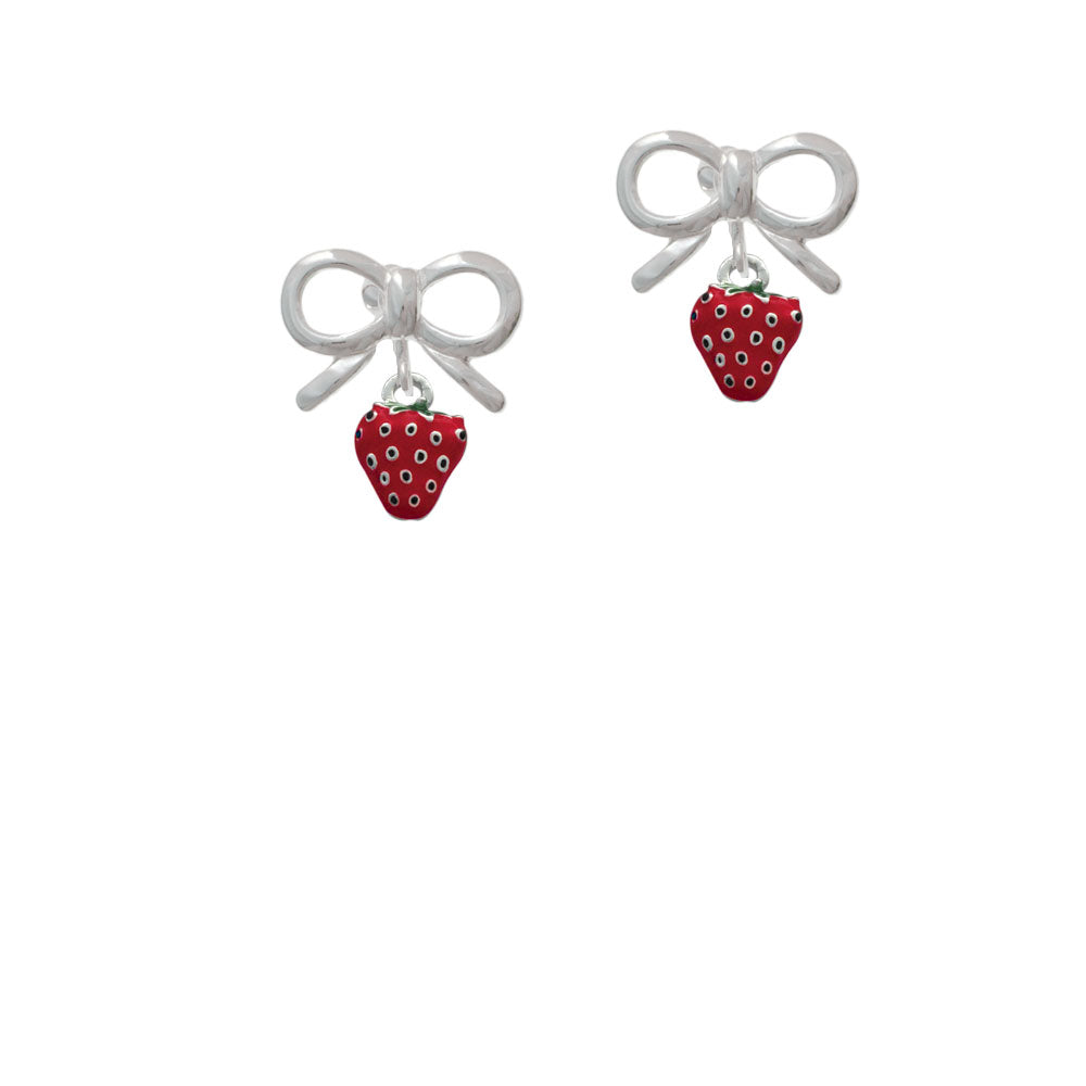 Mini Red Enamel Strawberry Crystal Clip On Earrings Image 9