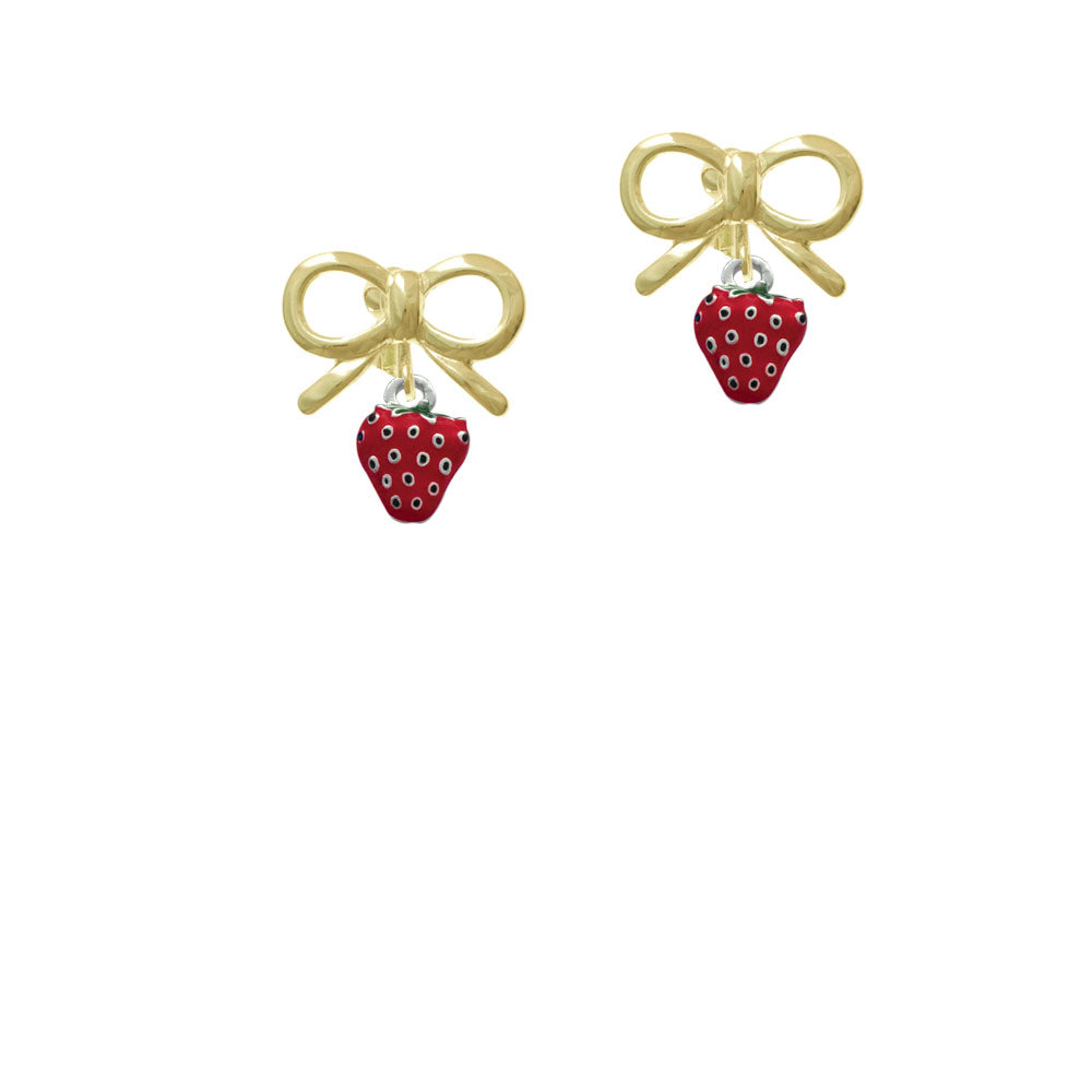 Mini Red Enamel Strawberry Crystal Clip On Earrings Image 10