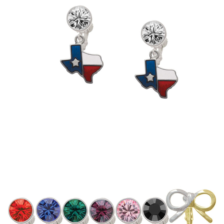 Texas - Lone Star Glass Crystal Clip On Earrings Image 1