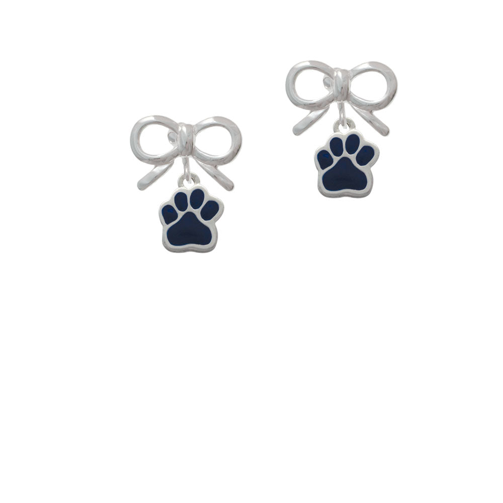 Small Navy Blue Paw Crystal Clip On Earrings Image 9