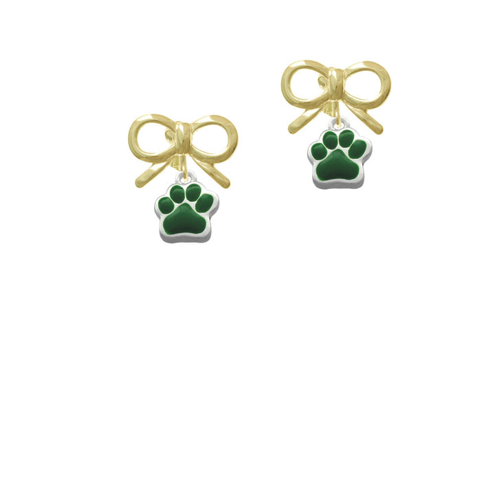 Small Green Paw Crystal Clip On Earrings Image 10