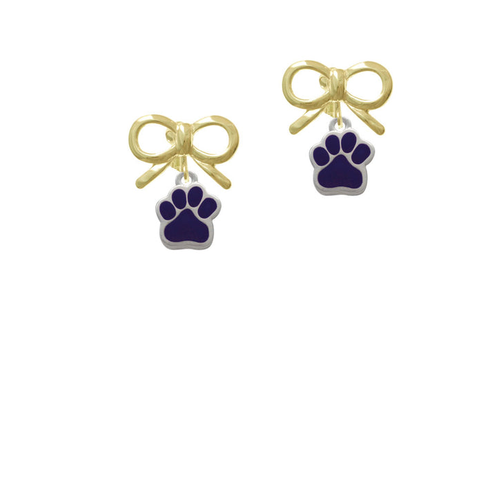 Small Purple Paw Crystal Clip On Earrings Image 10