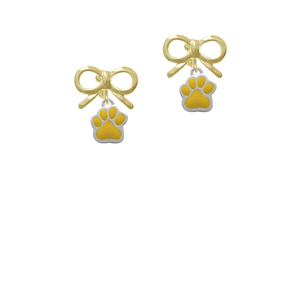 Small Yellow Paw Crystal Clip On Earrings Image 10