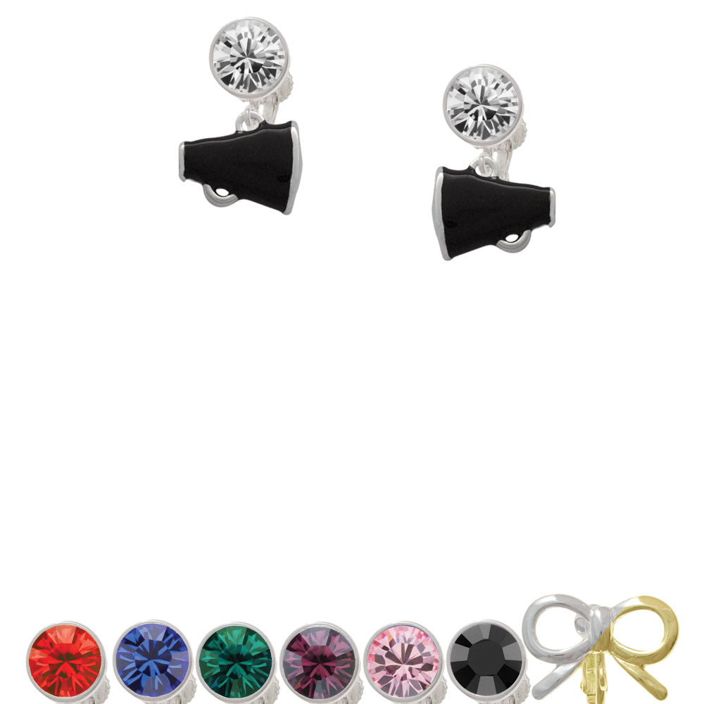 Small Black Megaphone Crystal Clip On Earrings Image 1