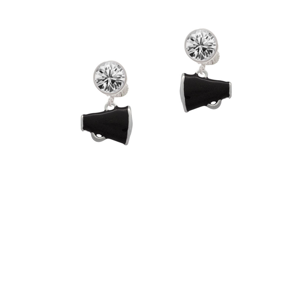 Small Black Megaphone Crystal Clip On Earrings Image 2