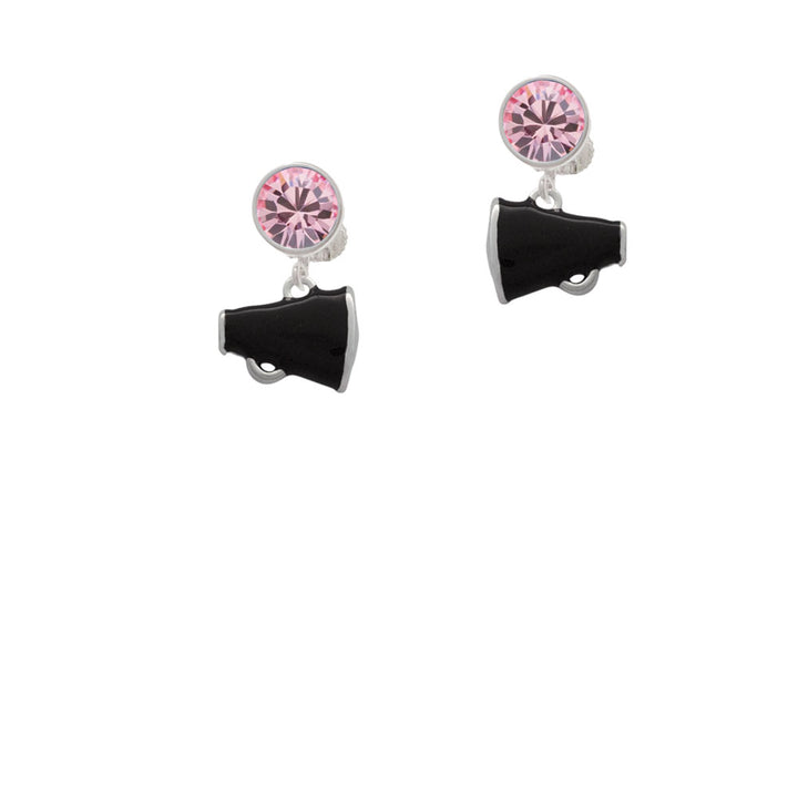 Small Black Megaphone Crystal Clip On Earrings Image 4