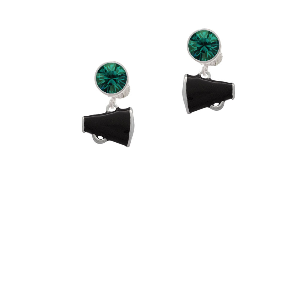 Small Black Megaphone Crystal Clip On Earrings Image 6