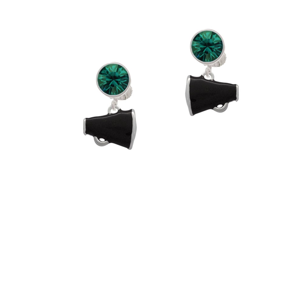 Small Black Megaphone Crystal Clip On Earrings Image 1