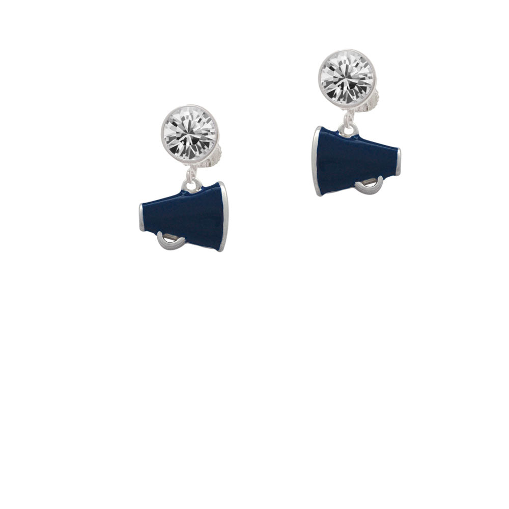 Small Navy Blue Megaphone Crystal Clip On Earrings Image 2