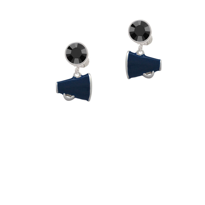 Small Navy Blue Megaphone Crystal Clip On Earrings Image 3