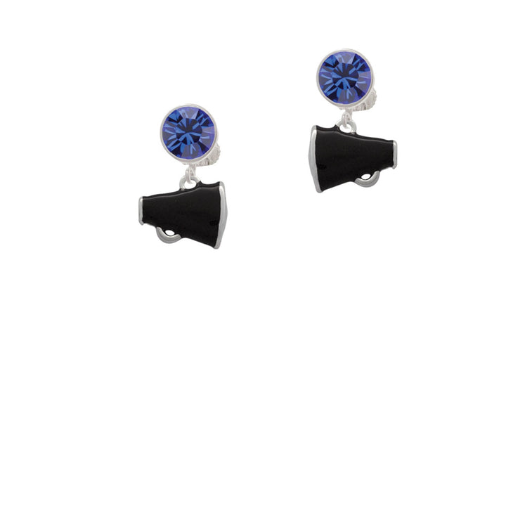 Small Black Megaphone Crystal Clip On Earrings Image 7