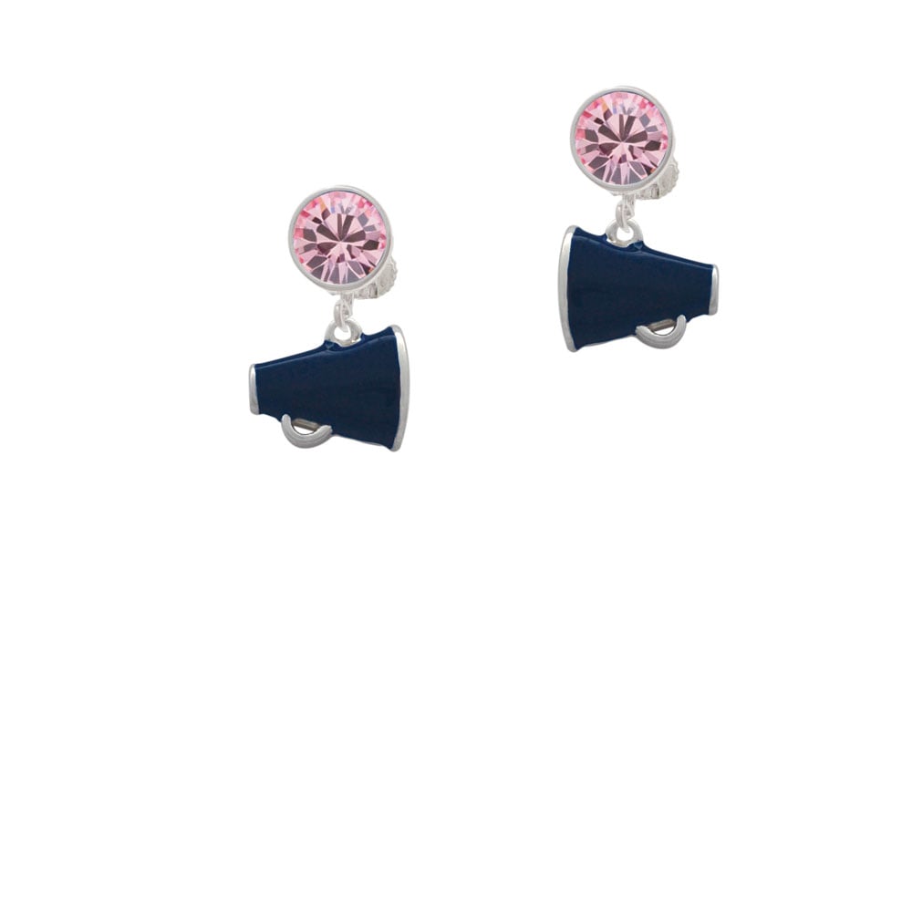 Small Navy Blue Megaphone Crystal Clip On Earrings Image 4