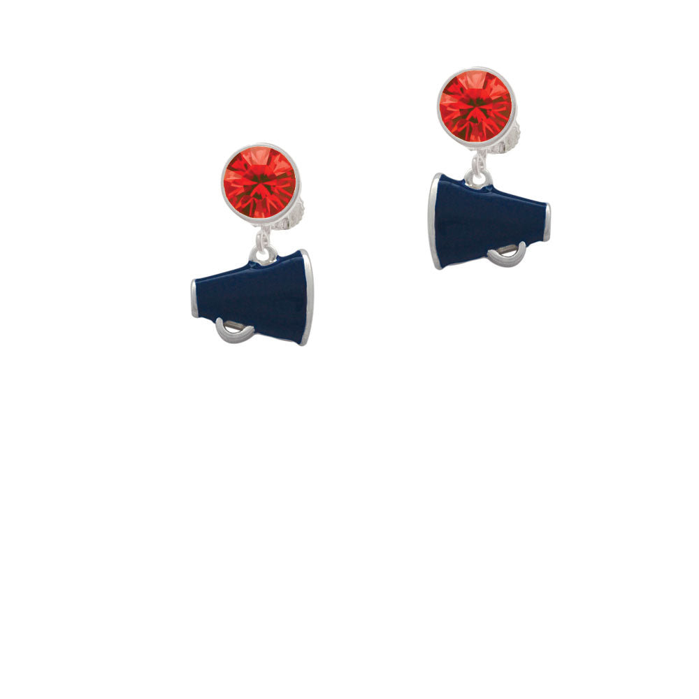 Small Navy Blue Megaphone Crystal Clip On Earrings Image 4