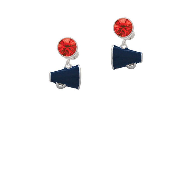 Small Navy Blue Megaphone Crystal Clip On Earrings Image 4