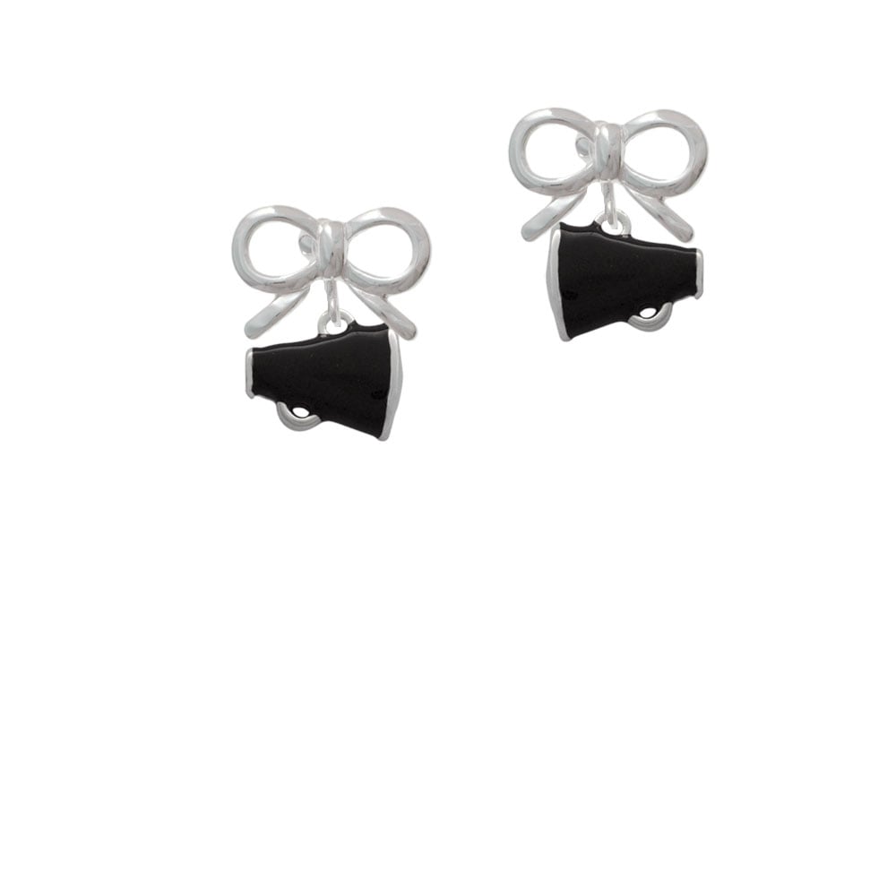 Small Black Megaphone Crystal Clip On Earrings Image 9