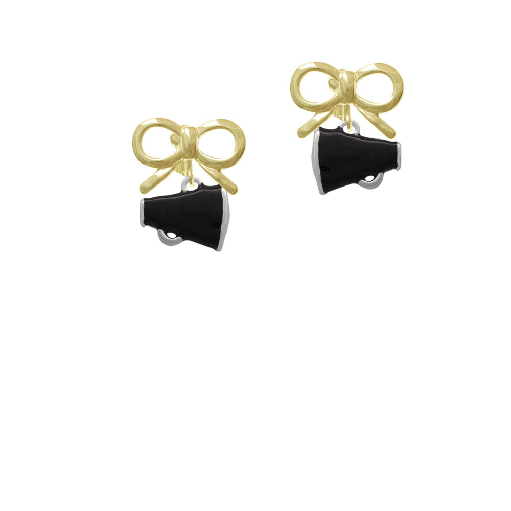 Small Black Megaphone Crystal Clip On Earrings Image 10