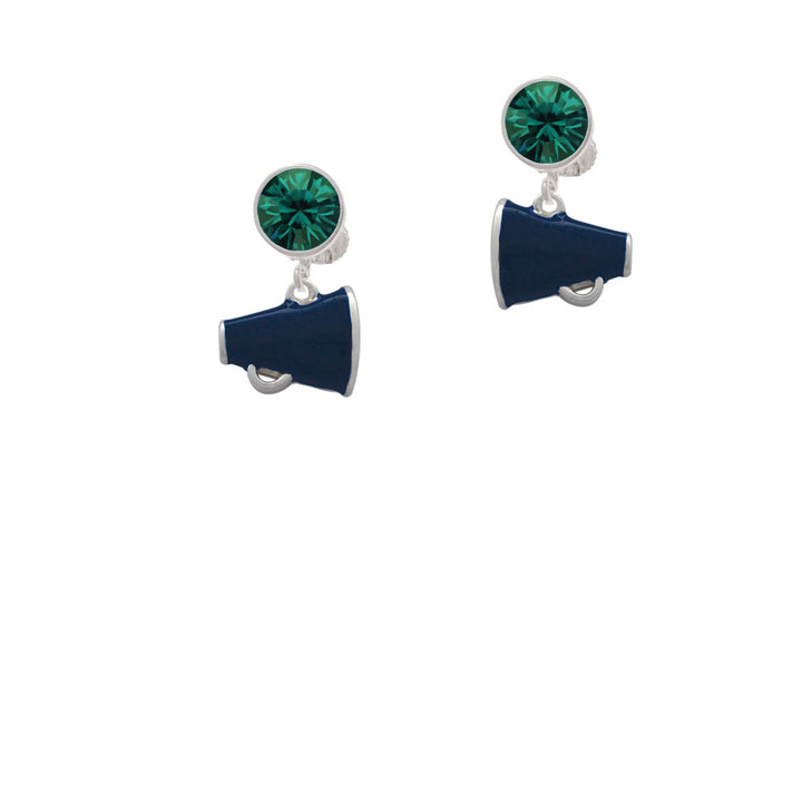 Small Navy Blue Megaphone Crystal Clip On Earrings Image 6