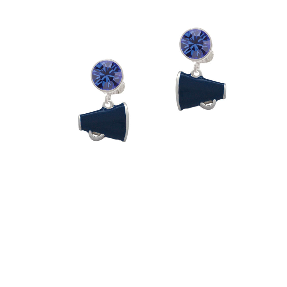 Small Navy Blue Megaphone Crystal Clip On Earrings Image 7