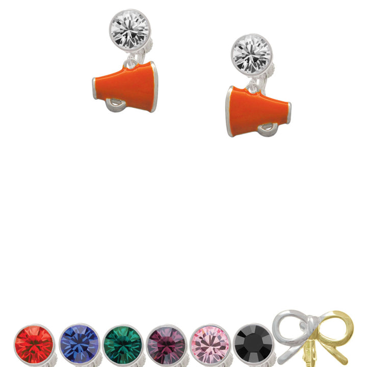 Small Orange Megaphone Crystal Clip On Earrings Image 1