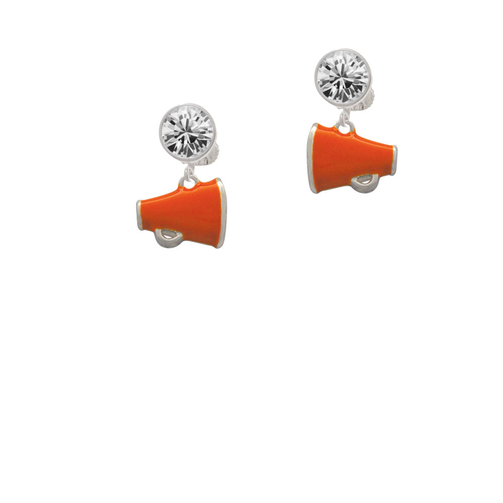 Small Orange Megaphone Crystal Clip On Earrings Image 2