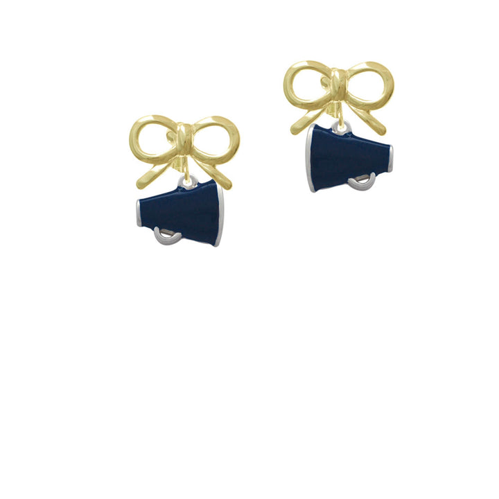 Small Navy Blue Megaphone Crystal Clip On Earrings Image 10