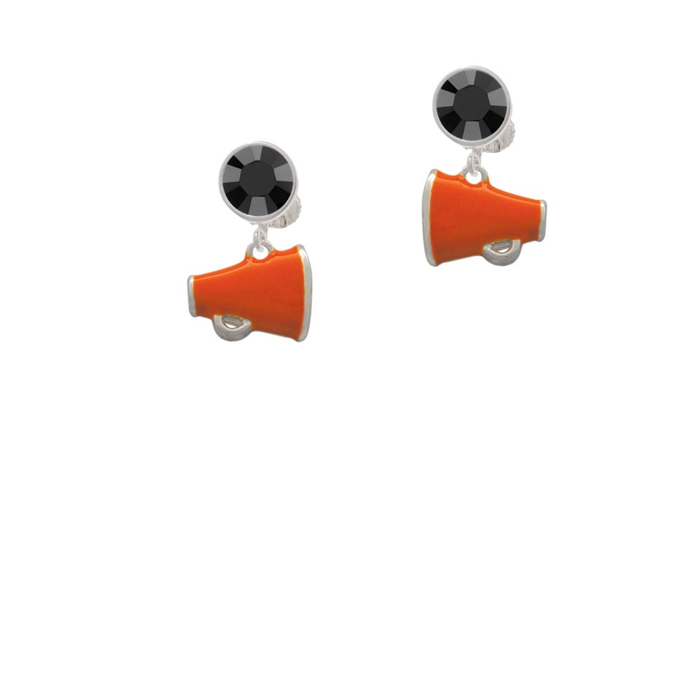 Small Orange Megaphone Crystal Clip On Earrings Image 3