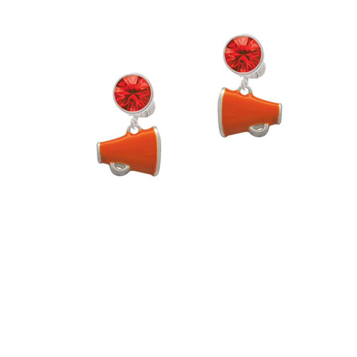 Small Orange Megaphone Crystal Clip On Earrings Image 4