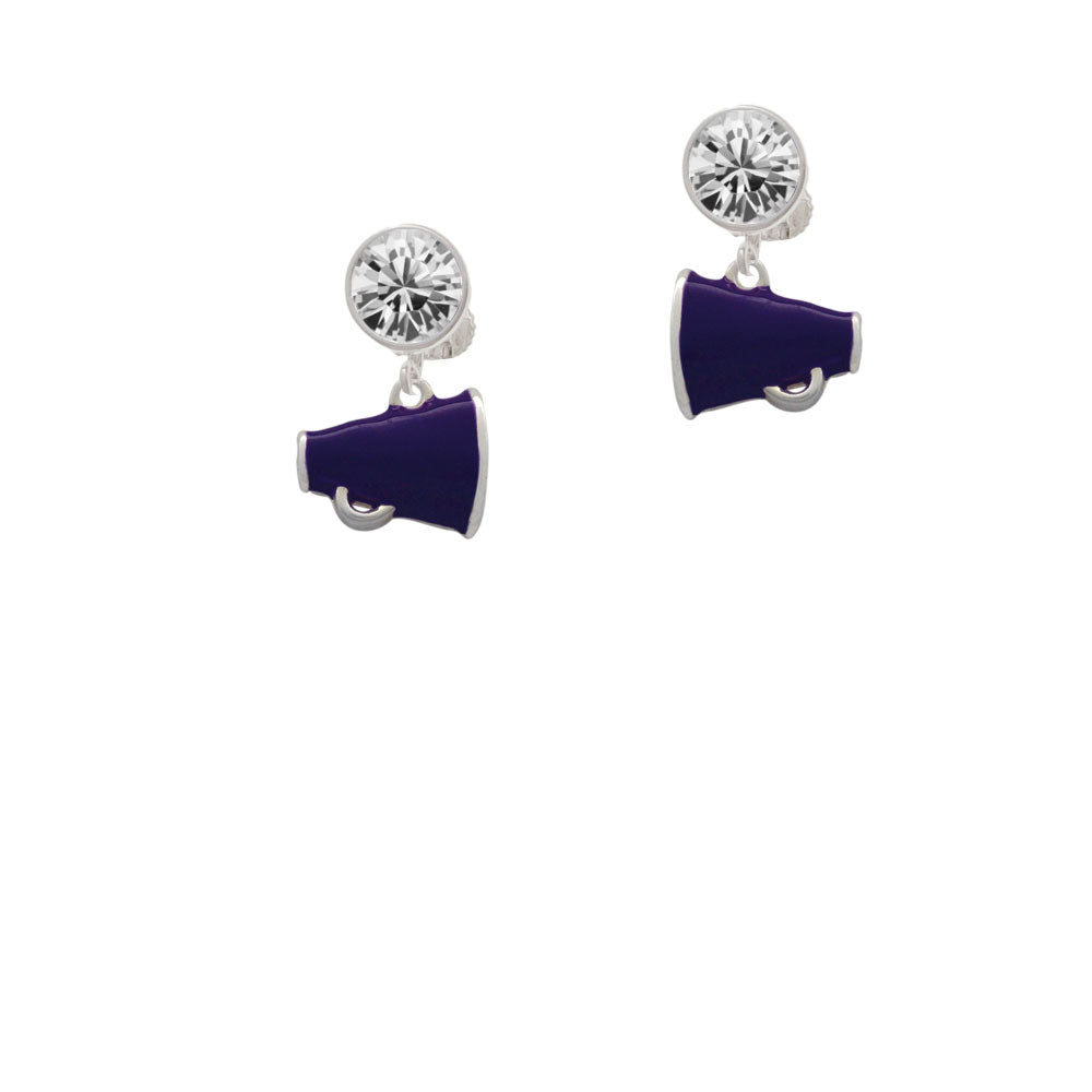 Small Purple Megaphone Crystal Clip On Earrings Image 2