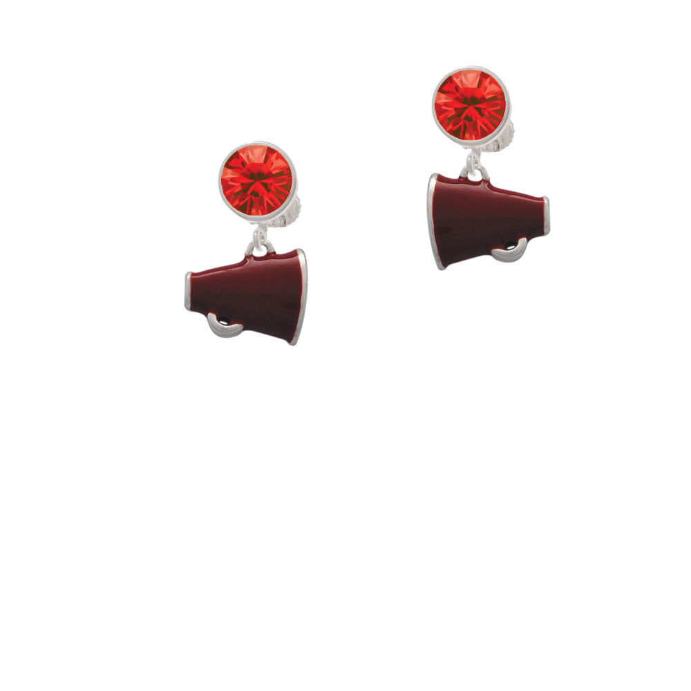 Small Maroon Megaphone Crystal Clip On Earrings Image 4