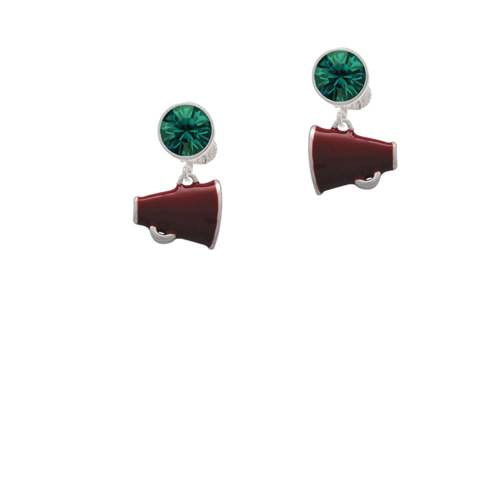 Small Maroon Megaphone Crystal Clip On Earrings Image 6