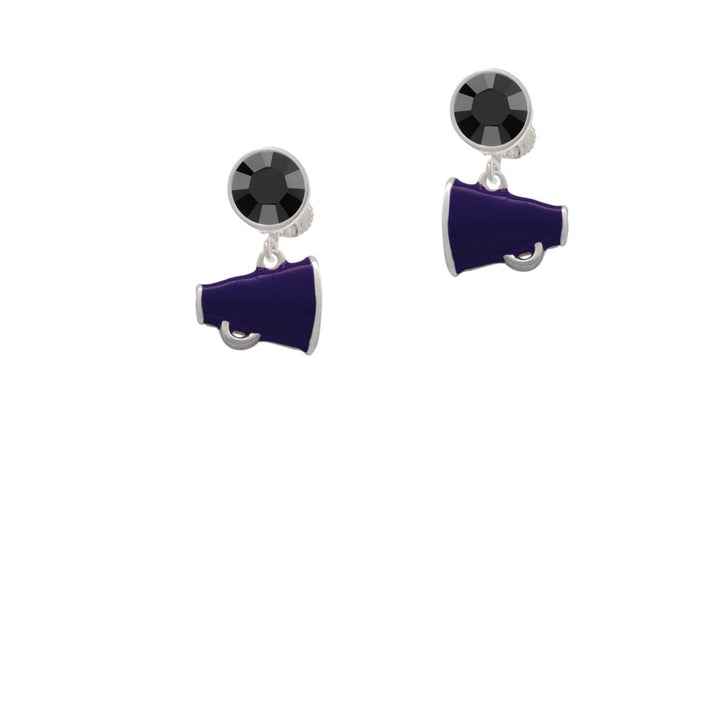 Small Purple Megaphone Crystal Clip On Earrings Image 3