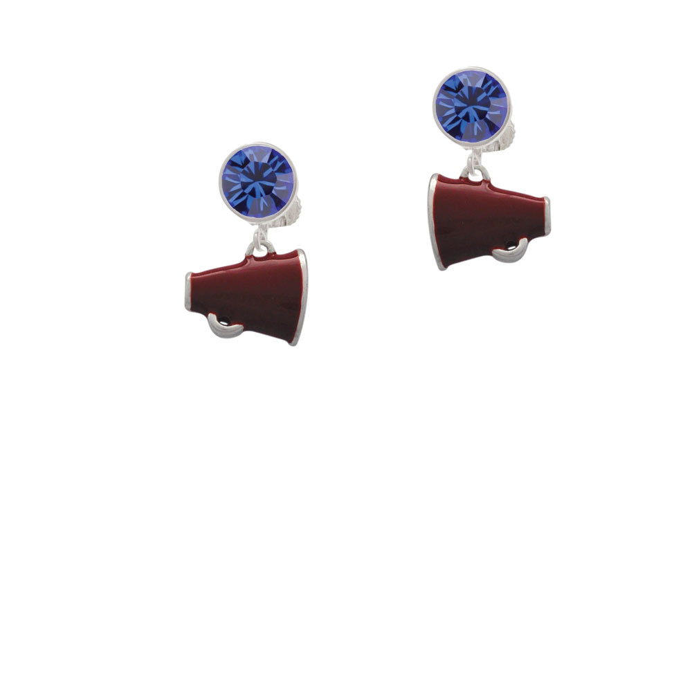 Small Maroon Megaphone Crystal Clip On Earrings Image 7