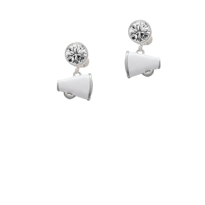 Small White Megaphone Crystal Clip On Earrings Image 2