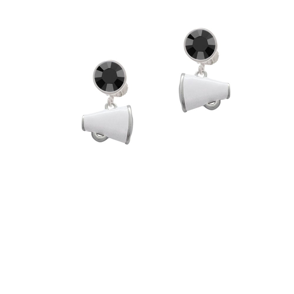 Small White Megaphone Crystal Clip On Earrings Image 3