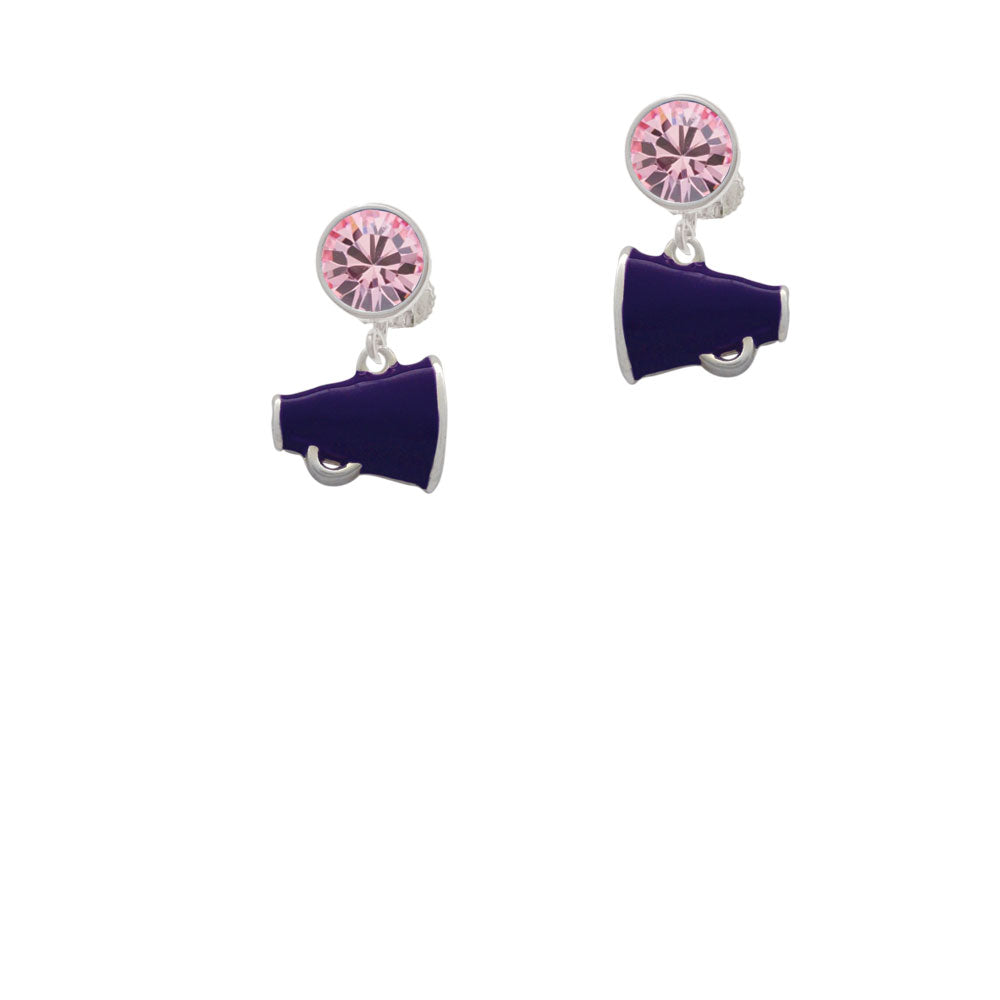 Small Purple Megaphone Crystal Clip On Earrings Image 4