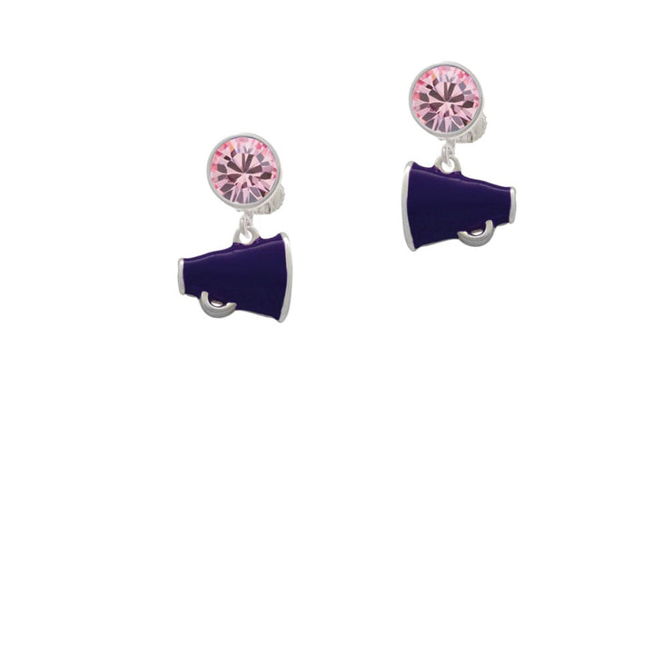 Small Purple Megaphone Crystal Clip On Earrings Image 1