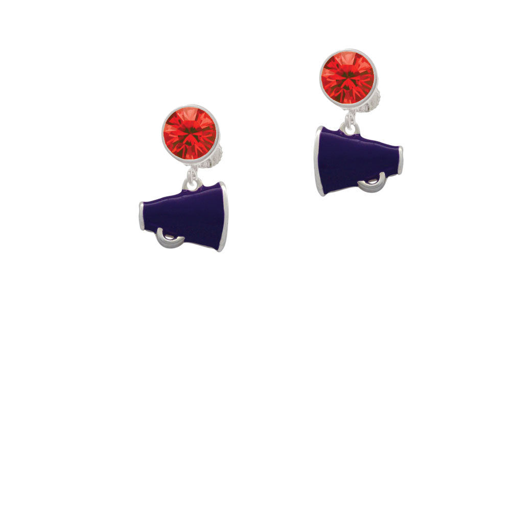 Small Purple Megaphone Crystal Clip On Earrings Image 4