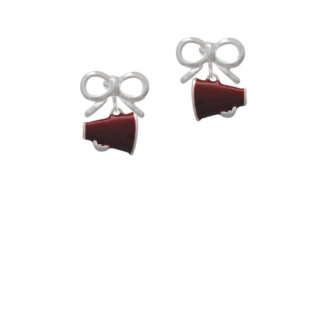 Small Maroon Megaphone Crystal Clip On Earrings Image 9