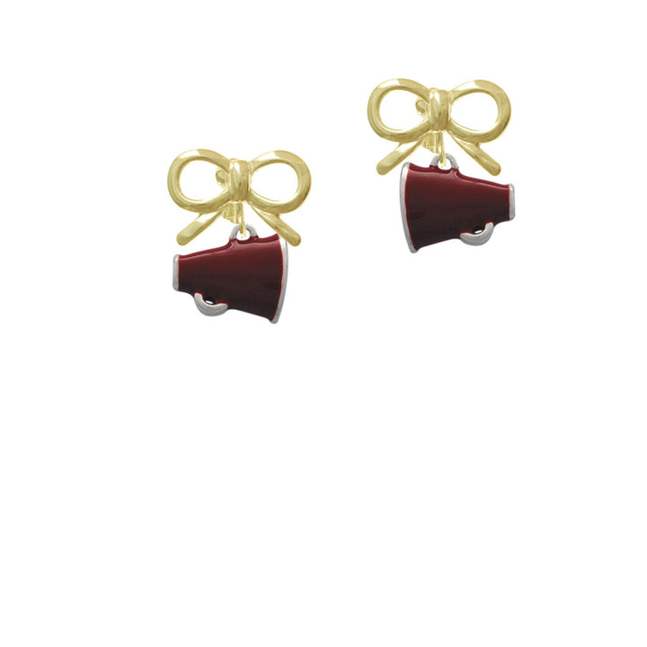 Small Maroon Megaphone Crystal Clip On Earrings Image 10